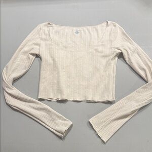 Brandy Melville Beige Ribbed Knit Top One Size